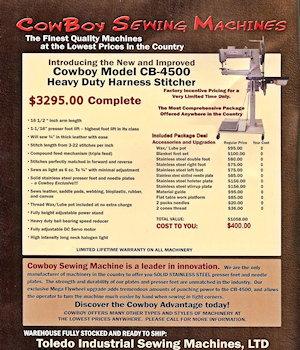 Cowboy CB4500 magazine ad, featuring complete package deal pricing.