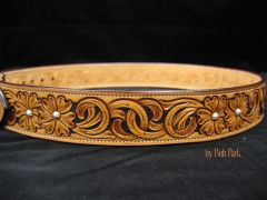 Trophy Style Belt with sterling silver flower centers