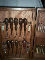Walnut tool box with Gomph tools