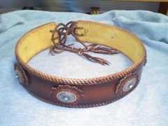 Sash belt with leather and sterling silver conchos