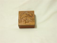 Leather & Wood Trinket box - Fish