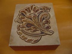 Leather & Wood Jewellery Box - Scroll