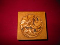 Leather & Wood Trinket box - Scroll