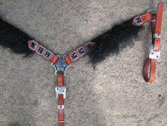 Black Angora Breast Collar with Crystal Concho