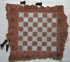 Souvenir  leather  chess with Tatarstan symbol.