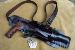Custom Leather Shoulder Rig - For Thompson / Center Contender 45 Colt - 410 Ga. 12" Barrel 