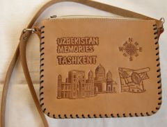 Hand made leather bag - " Uzbekistan memories".Tashkent.