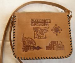 Hand made leather bag - " Uzbekistan memories".