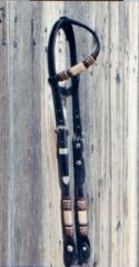 Black latigo single ear headstall - rawhide braided.jpg