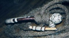 Burgundy and Rawhide Bosal with brown rope to match.jpg