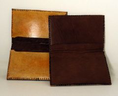 Basketweave Card Cases, Veg-Tan and Sheepskin Interiors