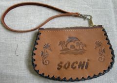Handmade leather purse for Sochi (Russia)