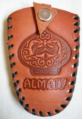 Leather handmade key holder. Kazakhstan  art and craft.