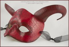 Scaled Ram's Horn Red Dragon Mask by Eirewolf