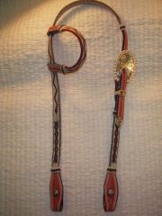 Hitched Horsehair and Leather Headstall
