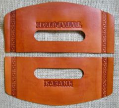 Handmade leather bag. Tatarstan craft.