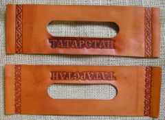 Handmade leather bag. Tatarstan craft.