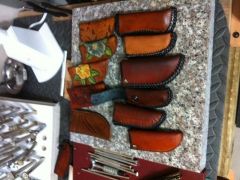 A few more of my pocket leather knife Sheaths