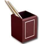 Burgundy Leather & Gold Tooling Pencil Cup.jpg