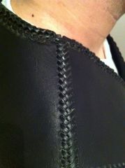 Custom Leather Biker Vest-Shoulder lace- Herring Bone Stitch