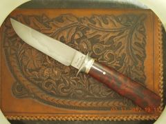 Hubby's custom knife and my hand tooled notebook