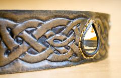 celtic cuff with Iron tigers eye stone