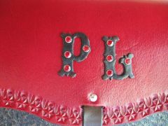 Leather initials with rhinestone rivets