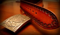 New Stamped Belt w/ Airbrushed Tri-Color Fade