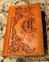 tooled leather three peice bible cover for the Crow family (front)