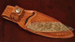 knife sheath with rattlesnake inlay (view without knife)
