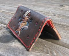 Nautical tattoo style business card/credit card wallet (side 1 profile)