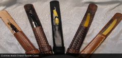 Leather cases for straight razors made by Knotyourleather.com