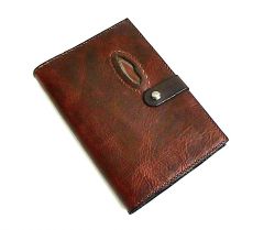 Agate Stone Inlay On A Bison Leather Journal Cover.