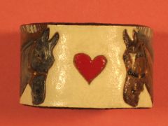 Collector's  Leather Equestrian Bracelet Hand Carved