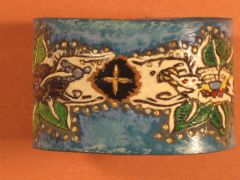 Leather "Sea Swirl ," Hand Carved Bracelet