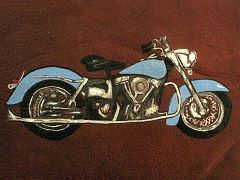 Collector's Leather Painting Of 1967 classic Shovelhead
