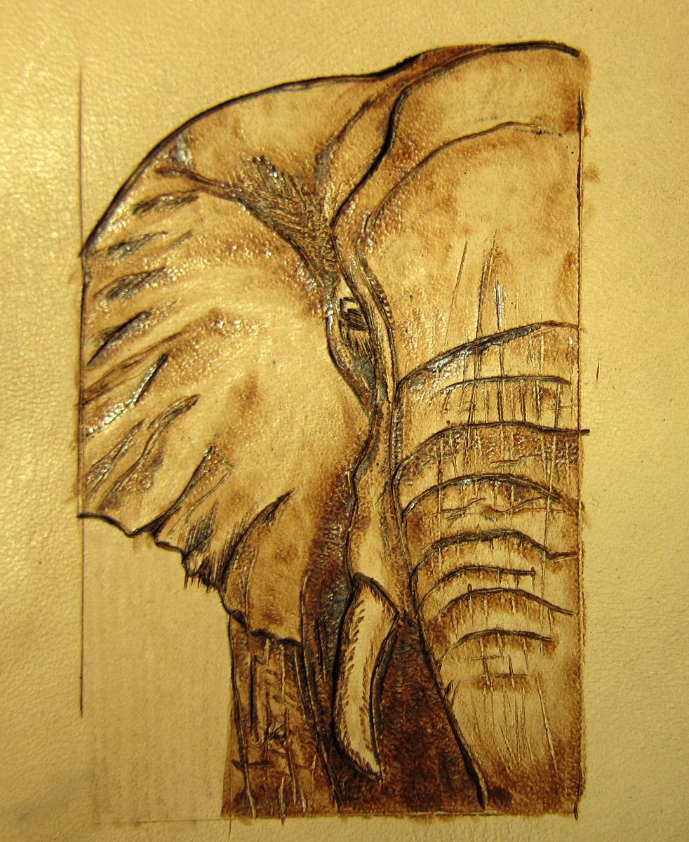 Pyrography on leather