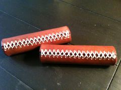 Hand stitching on custom bicycle grips