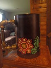 leather Mug with flowers