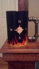 leather Mug compass And flames