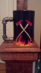 leather Mug with flames