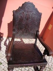 Carved leather chair