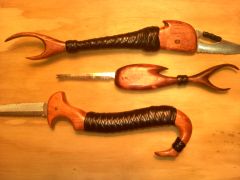 homade knives with goatskin
