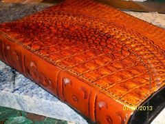 Tan with tan antiqued faux croc