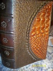 Dark brown with faux croc