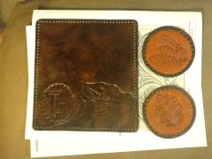 Coasters finished, and a checkbook cover too...