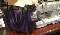 First machine-sewn purse (sitting next to the sewing machine)