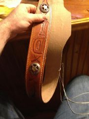 Hand stitching Guitar Strap