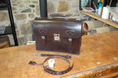 Dark Havana 3 pocket hand stitched briefcase