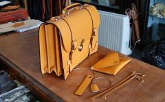 3 pocket Hand Stitched Bridle Leather London Colour Briefcase
